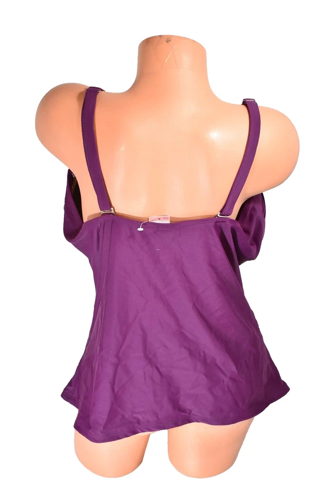 Women's Tropical Escape Purple Plus Size Tankini Bathing Suit Top Size 22W NWT - Image 3 of 4