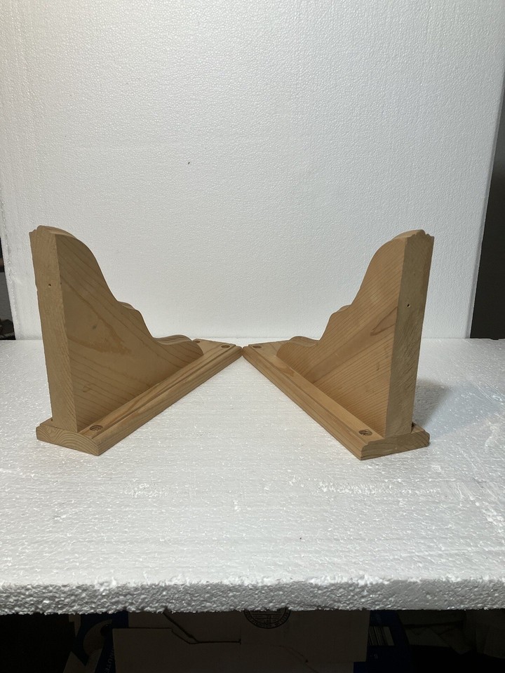 Two Wood Shelf Brackets Hangers Unpainted With Four Screw Holes. eBay