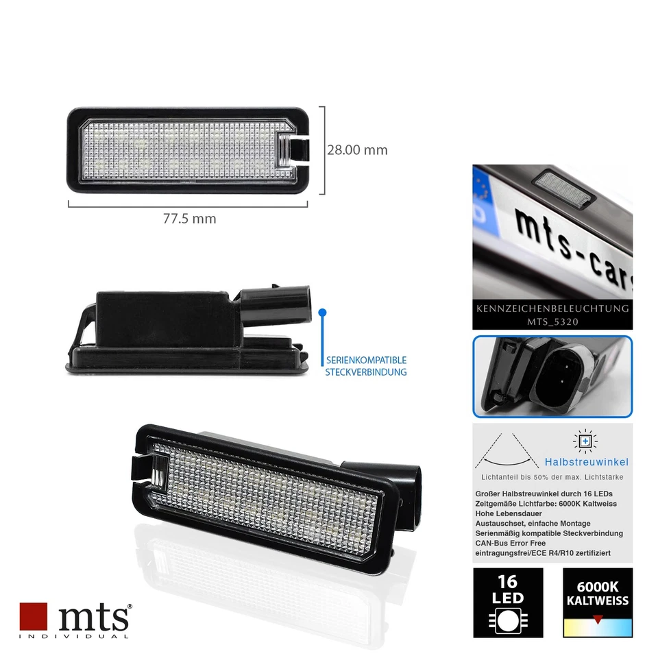 2X 16 LED Kennzeichenbeleuchtung VW Golf Polo Passat Up Crafter SEAT Ibiza Exeo - Bild 3 von 4