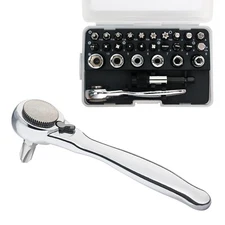 SHARDEN 1/4 Mini Ratchet Set 28pcs Right Angle Screwdriver and Bit ... Fast Ship