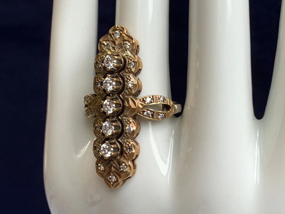 Antiguo anillo bohemio victoriano de plata esterlina cobre joyería fina talla 7,25 Foto 3 de 4