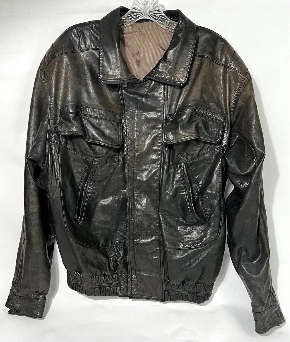Vintage Mens Leather Jacket Smokey Brown Aranjuez Spain Size 42 