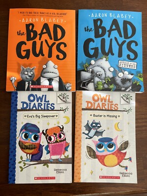 Lot of 4 Chapter Books Class Library Accelerated Reader AR Bad Guys Owl Diaries