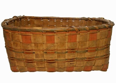 RARE 19TH C PENOBSCOT BAY, ME NAT AM, EASTERN WOODLAND TRIBE POTATO STMPD BASKET