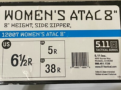 511 WOMENS ATAC 8'' 6.5 R BLK LEATHER SIDE ZIPPER 