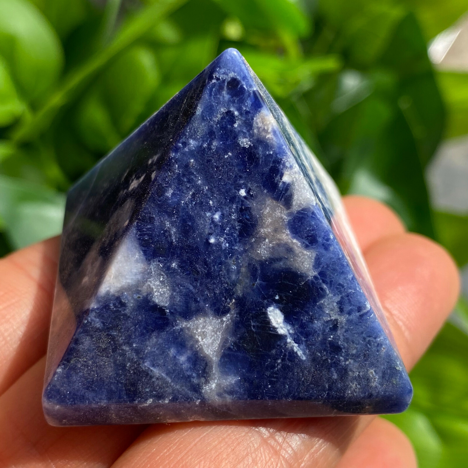 1PC Natural sodalite Quartz Pyramid Carved Crystal Point Reiki healing 40mm