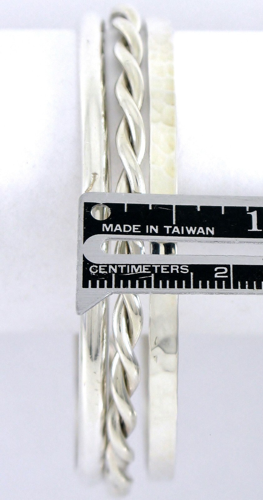 Solid Sterling Silver 925 Lot x 3 Stack Bangle Br… - image 11