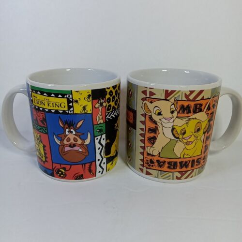 Lot Of 2 Vintage 1990’s Disney Lion King Ceramic Coffee Mugs Simba Nala Pumbaa