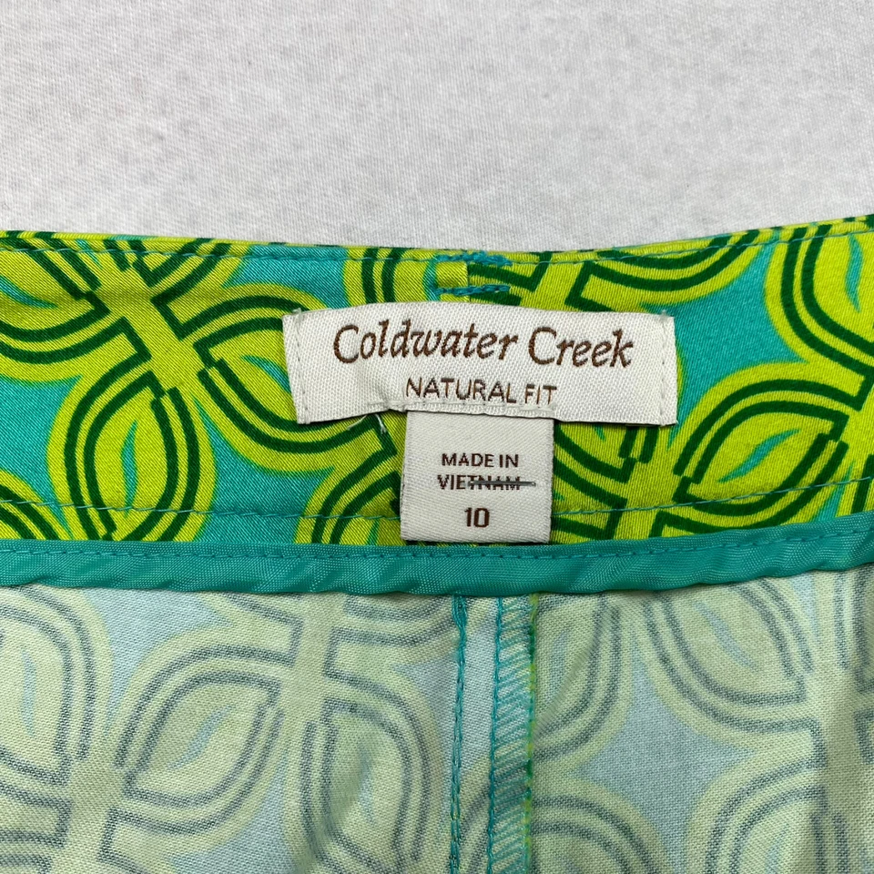 Coldwater Creek Womens Shorts sz 10 Green Geometric Lightweight Stretch Bermuda — 第 4/4 张图片
