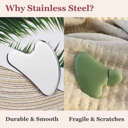 Stainless Steel Gua Sha and Face Roller Set, Facial Tool for Face Sculpting, ... - Picture 4 of 8