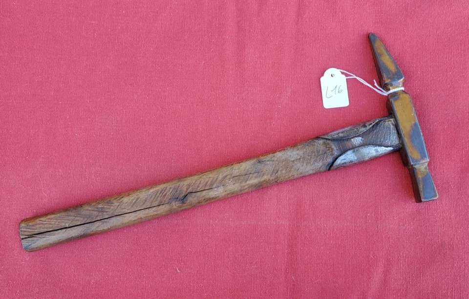 ANCIEN MARTEAU DE FERBLANTIER BOIS / LAITON - TRÈS BEL OBJET - L16 - Photo 2/4