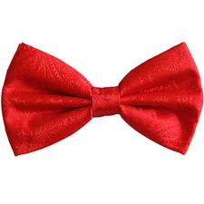 New men's pre-tied bowtie paisley polyester bridal formal wedding prom Red party