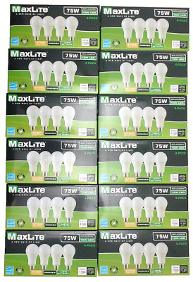 48 MaxLite A19 LED Bulbs 75W Eq 10W Dimmable 2700K Soft White 1100 Lumens