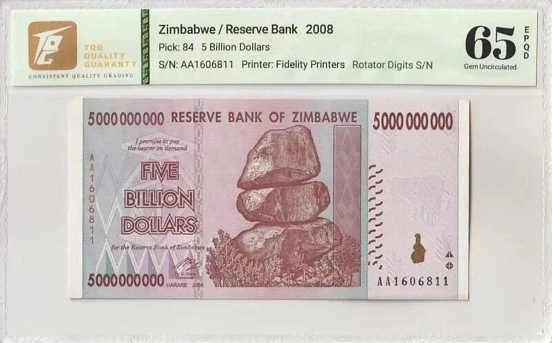 Uncirculated Z$ 5 Billion Zimbabwean Paper Money for sale | eBay