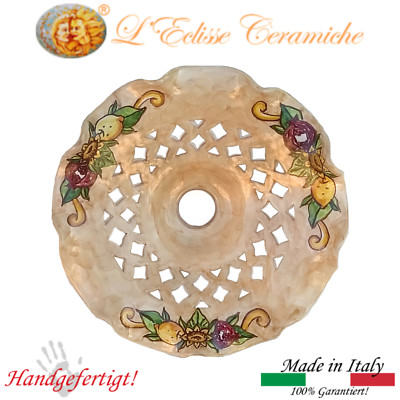 LUSTRE EN KERAMIK VIETRI PERFORIERT UND MAIN DANS GRÜN FLORAL DEKORIERT