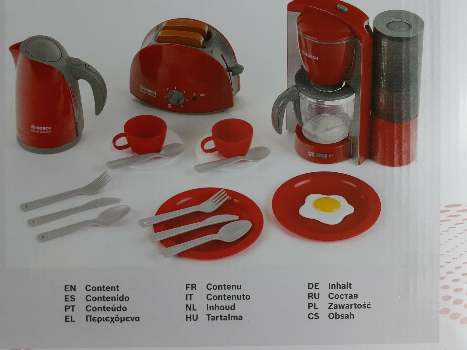 Bosch Breakfast Set Klein Toy Play home Kitchen Red Small Appliances