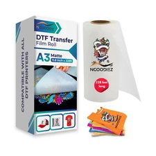 DTF Transfer Film - 11" x 328 ft DTF Film - Glossy Finish, Cold Peel, Washabl...