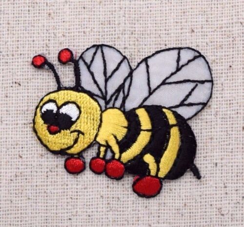 Bumble Bee Yellow/Black - Red Boxing Gloves - Iron on Applique/Embroidered Patch - Afbeelding 1 van 2