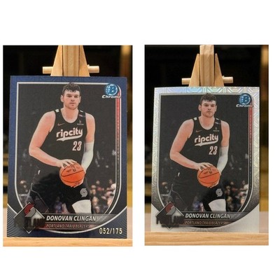2025-26 Topps Bowman Basketball Donovan Clingan x2 Blue /175 + Mega Mojo