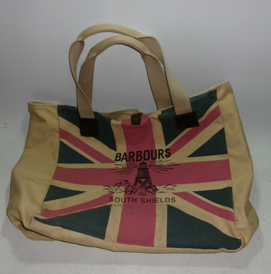 Vintage Barbour Canvas Tote Bag   Union Jack Design   Rare   Used   Good