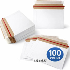 100ea Rigid Mailers 6.5" x 4.5" Cardboard ENVELOPES Photo Document SELF SEALING