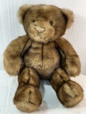 Vintage Gund Teddy Bear "Minky" Plush   14" Brown Faux Mink Stuffed Animal