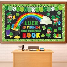 78Pcs St. Patrick's Day Reading Bulletin Board Decorations Spring Lucky Shamr...
