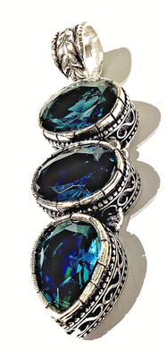 TANSANITBLAU Edelstein 925 Sterlingsilber Schmuck ANHÄNGER HANDGEFERT