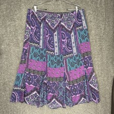 Vintage N Touch Midi Skirt XL Purple Paisley Sheer Lined Boho Fairy Whimsigoth