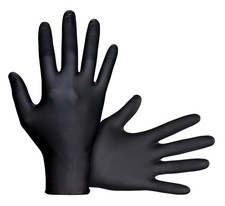 Raven SAS66518 SAS Safety Powder Free Examination Black Nitrile Gloves - 7 Mi...