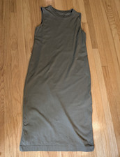 Everlane Organic Cotton Weekend Tank Dress size Medium Midi Olive Green Capsule