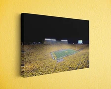 Ann Arbor Michigan College Football Stadium Canvas Print - Night Game Wall Art