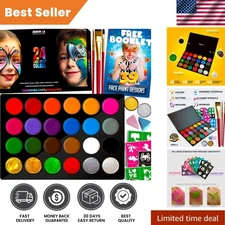 Creative 24 Color Face Paint Set with Brushes & Book – Safe for Sensitive Skin!