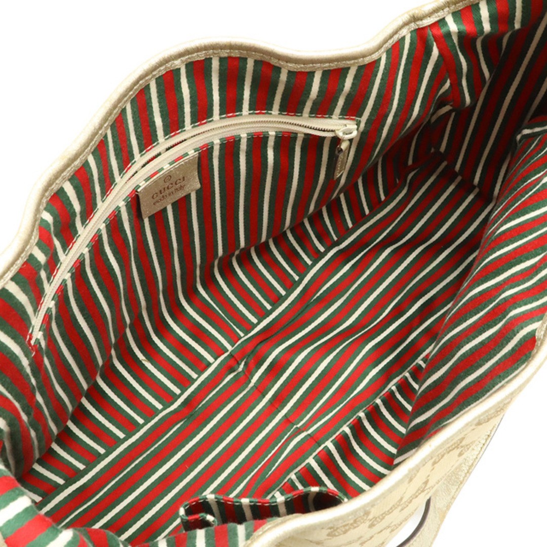 Gucci Abbey GG Canvas Tote Bag Beige Leather Shoulder Used thumbnail 6