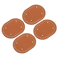 Oval Bag Bottom Shaper Pad, 4Pcs 145 x 110mm PU Leather Bag Base, Brown