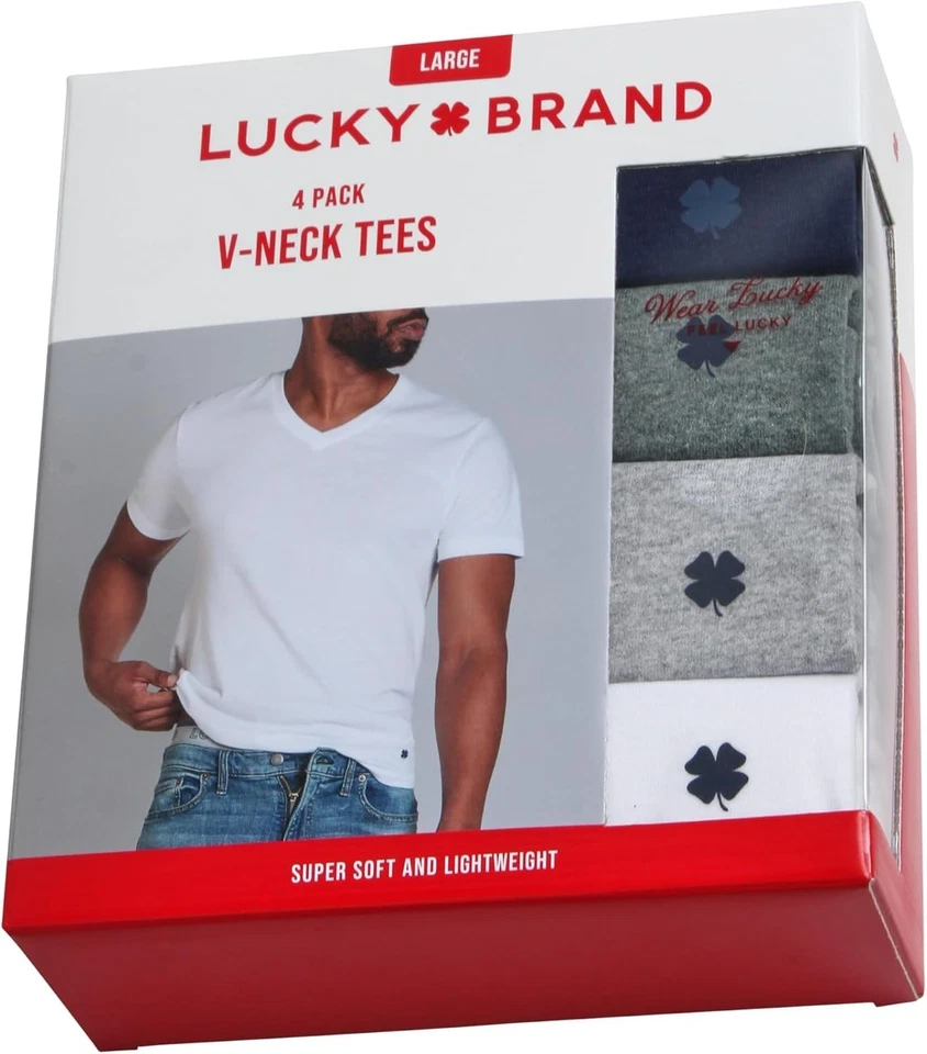 Camisetas interiores para hombre - Paquete de 4 camisetas interiores 100 % algodón cuello redondo y cuello en V para hombre -... Foto 3 de 4