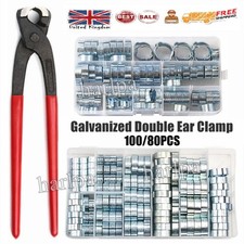 150PCS Double Ear Clamps O Clips Carbon Steel Fuel Air Water Hose Clamp Pipe Set