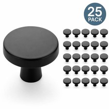 Matte Black Cabinet Knobs - 25 Pack, Solid Zinc Alloy, Easy Installation