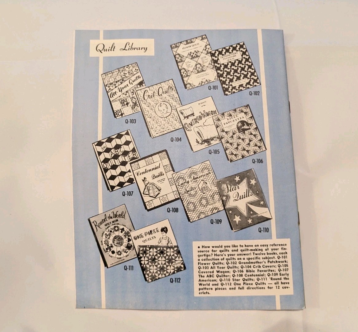 Vintage Early American Quilts Pattern Instruction Booklet 1950s Paperback