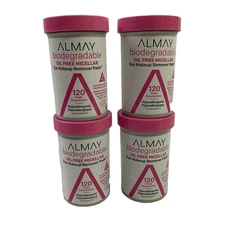 4 pack Almay Biodegradable Oil Free Micellar Eye Makeup Remover Pads 120ct Lot 4