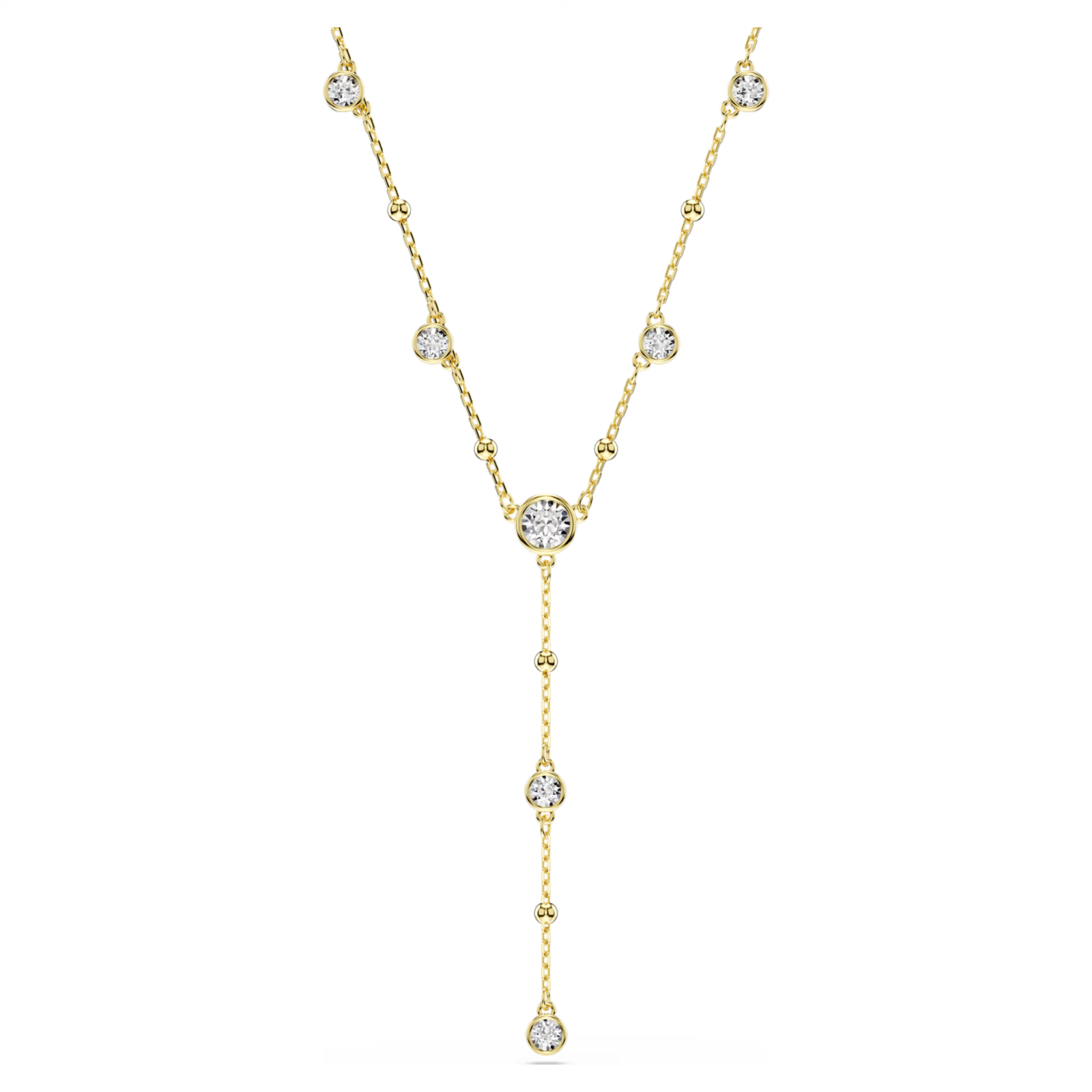SWAROVSKI Imber Y necklace Round cut, White, Gold-tone plated - SALE