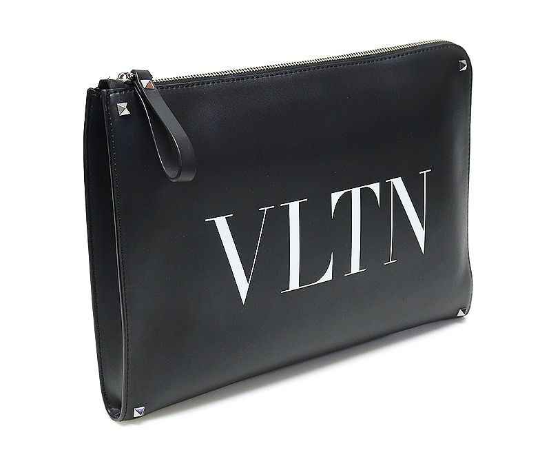 Valentino Black Calf VLTN Rockstud Document Case Strap Valentino Black Calf VLTN Rockstud Document Case Strap