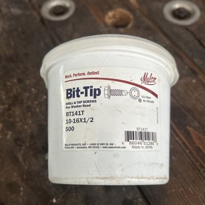 MALCO 1/2'' Bit Tip Screws Fasteners hardware 500 QTY BT141T