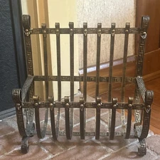 Vintage Heavy Hand Welded Magazine Or Wood Rack Beautiful Design Home Decor