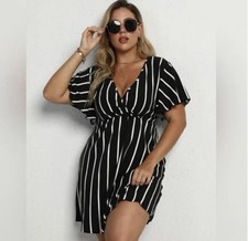 SHEIN Curve Black &White Striped 2XL Dress.