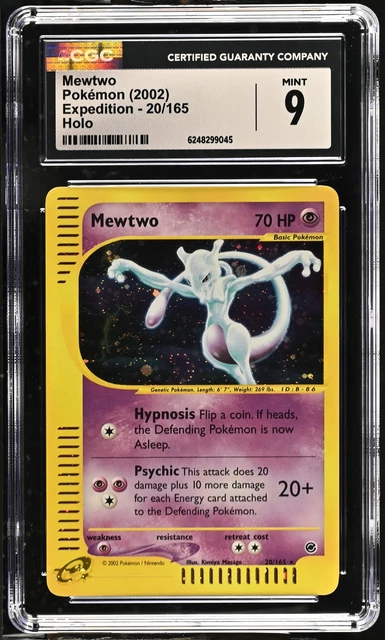 CGC 9 MINT Mewtwo 20/165 Expedition Holo Swirl Pokemon Card