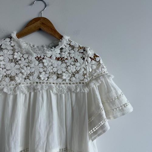 Sea New York Cream 3D Lace Gauze Blouse Size 2 - Picture 5 of 11