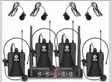 D Debra Audio AU400 Pro UHF 4 Channel Wireless Microphone System with Cordless H