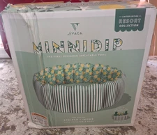 La Vaca Minnidip Pool Adult Inflatable Kiddie Pool Tufted Striped Limone 5.5 Ft.