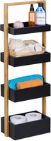 Relaxdays Badregal Bambus Natur Schwarz Mit 4 Ablagen 88 Cm